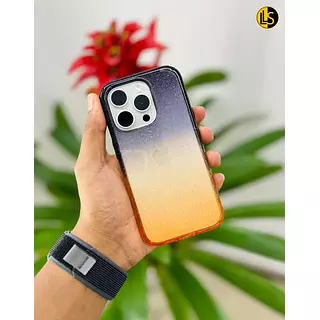 Case Degrade Escarchado Negro-Naranja Iphone 15pro+