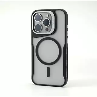 Case Magsafe Negro Mate Soporte Camara Iphone 13/14