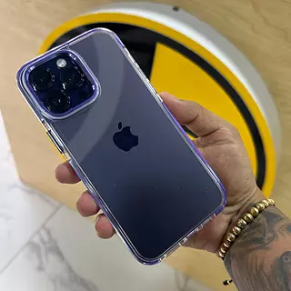 Case Transparente Borde Morado Iphone 14pro+