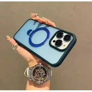 Case Magsafe Azul Mate Protector Cámaras Iphone 16pro+
