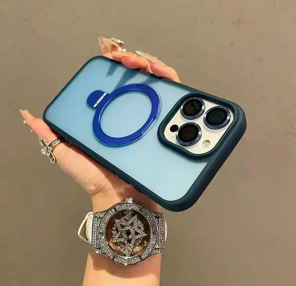 Case Magsafe Azul Mate Protector Cámaras Iphone 14