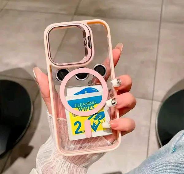 Case Magsafe Borde Rosado Protector Cámaras Iphone 16