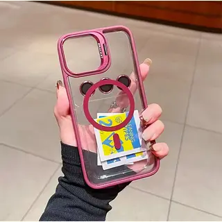Case Magsafe Borde Vinotinto Protector Cámaras Iphone 15