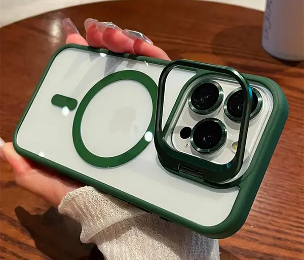 Case Magsafe Borde Verde Protector Cámaras Iphone 13pro
