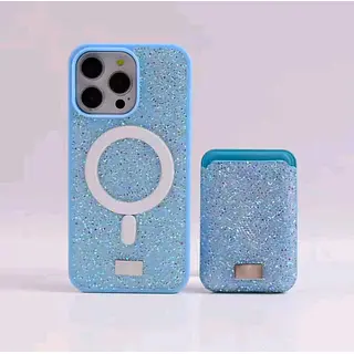 Case Diseño Swarovski Tarjetero Azul Claro Iphone 16