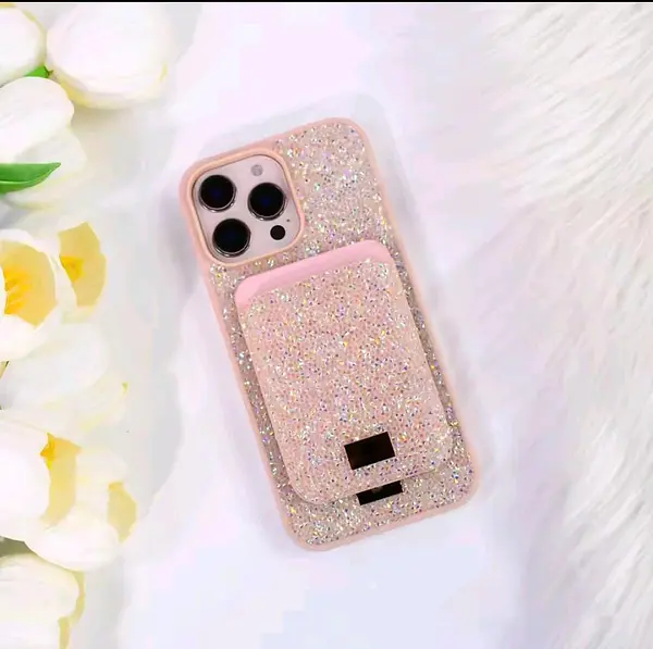 Case Diseño Swarovski Tarjetero Rosado Iphone 15pro+