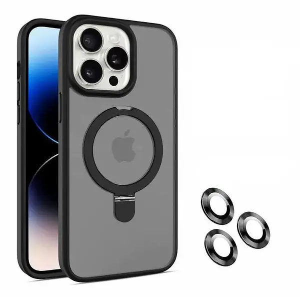 Case Magsafe Negro Mate Soporte Iphone 12