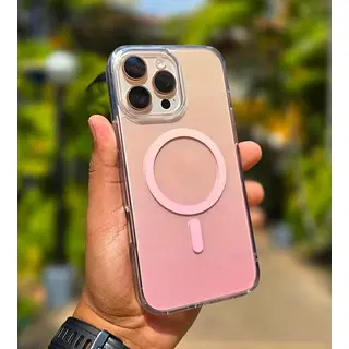 Case Transparente Degrade Rosado Magsafe Iphone 14