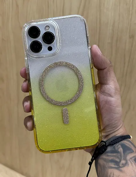 Case Transparente Magsafe Escarcha Amarillo Iphone 16