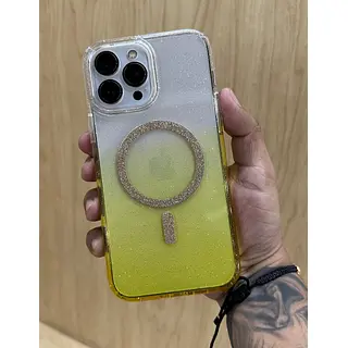 Case Transparente Magsafe Escarcha Amarillo Iphone 15pro+