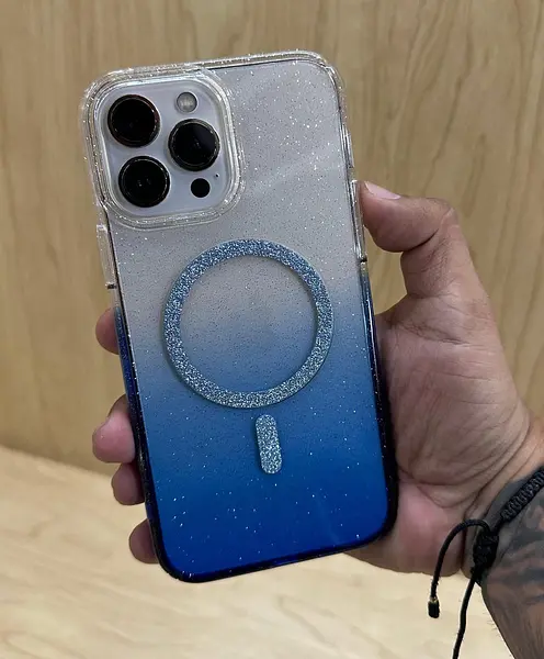 Case Transparente Magsafe Escarcha Azul Iphone 14pro+