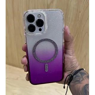 Case Transparente Magsafe Escarcha Morado Iphone 13pro+