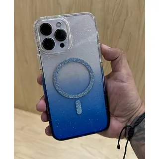 Case Transparente Magsafe Escarcha Azul Iphone 13pro+