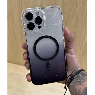 Case Transparente Magsafe Escarcha Negro Iphone 13pro+