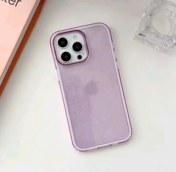 Case Escarcha Lila Borde Blanco Iphone 13