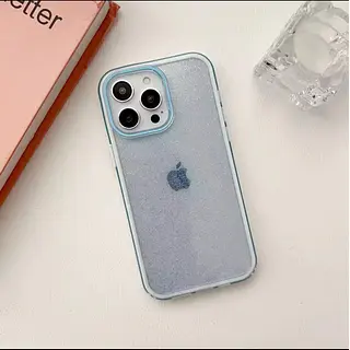 Case Escarcha Azul Borde Blanco Iphone 16pro+