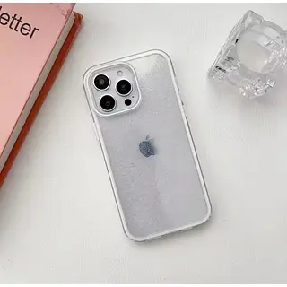 Case Escarcha Blanco Borde Blanco Iphone 16pro+