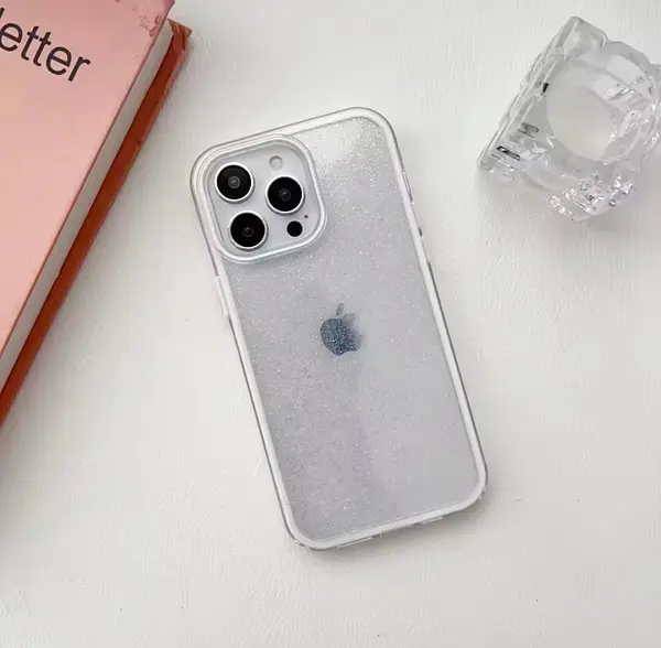 Case Escarcha Blanco Borde Blanco Iphone 16pro+